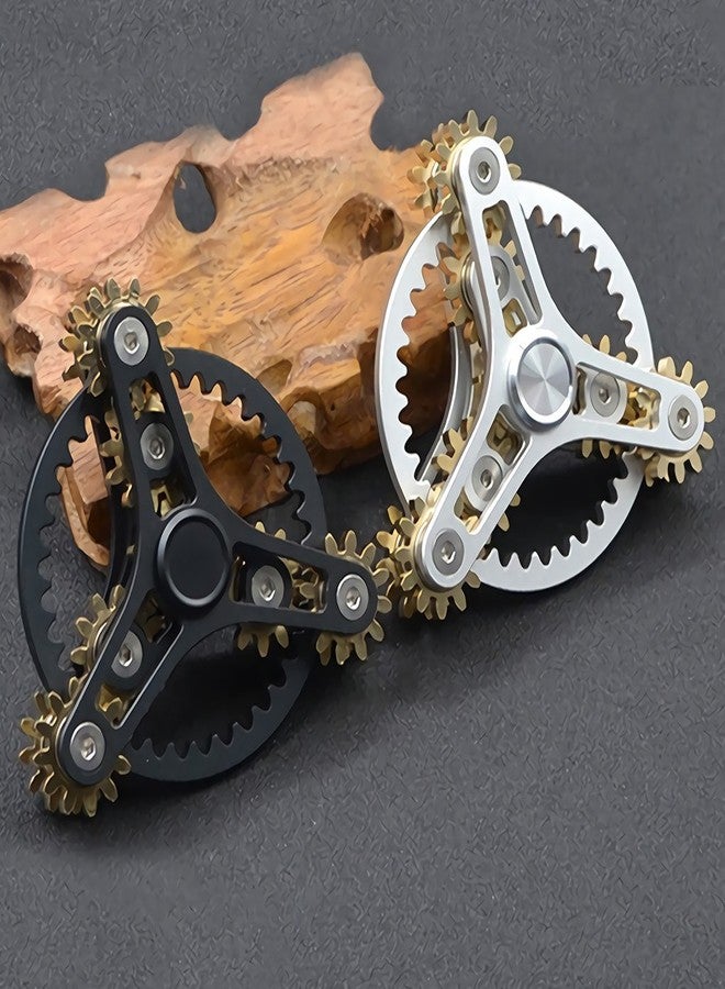 Bitopbi Pure Brass Fidget Spinner Gears Linkage Fidget Gyro Toy Metal DIY Hand Spinner Spins Long Time EDC Focus Meditation Break Bad Habits ADHD with Multiple Premium Bearings (13 Bearings Black) - Image 3